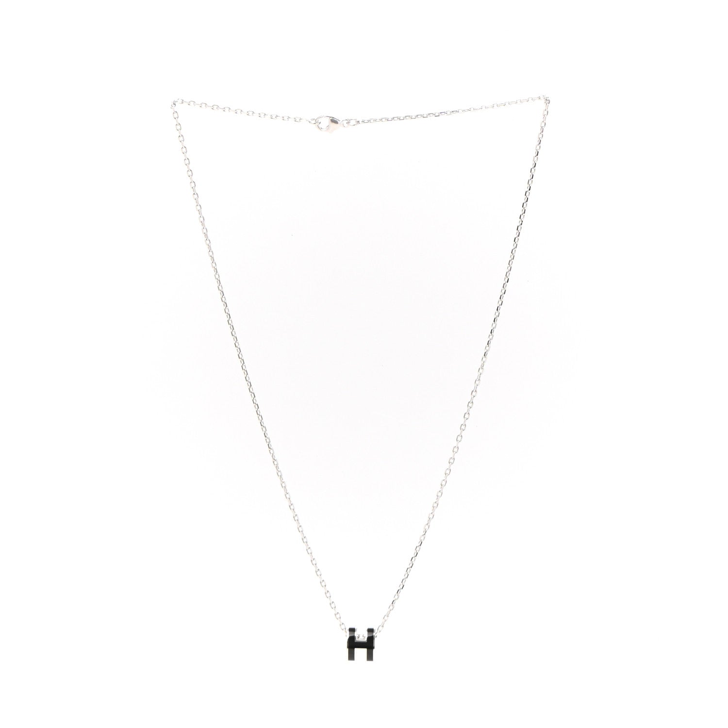 Hermes Lacquered Palladium Mini Pop H Pendant Necklace Black 3 of 5