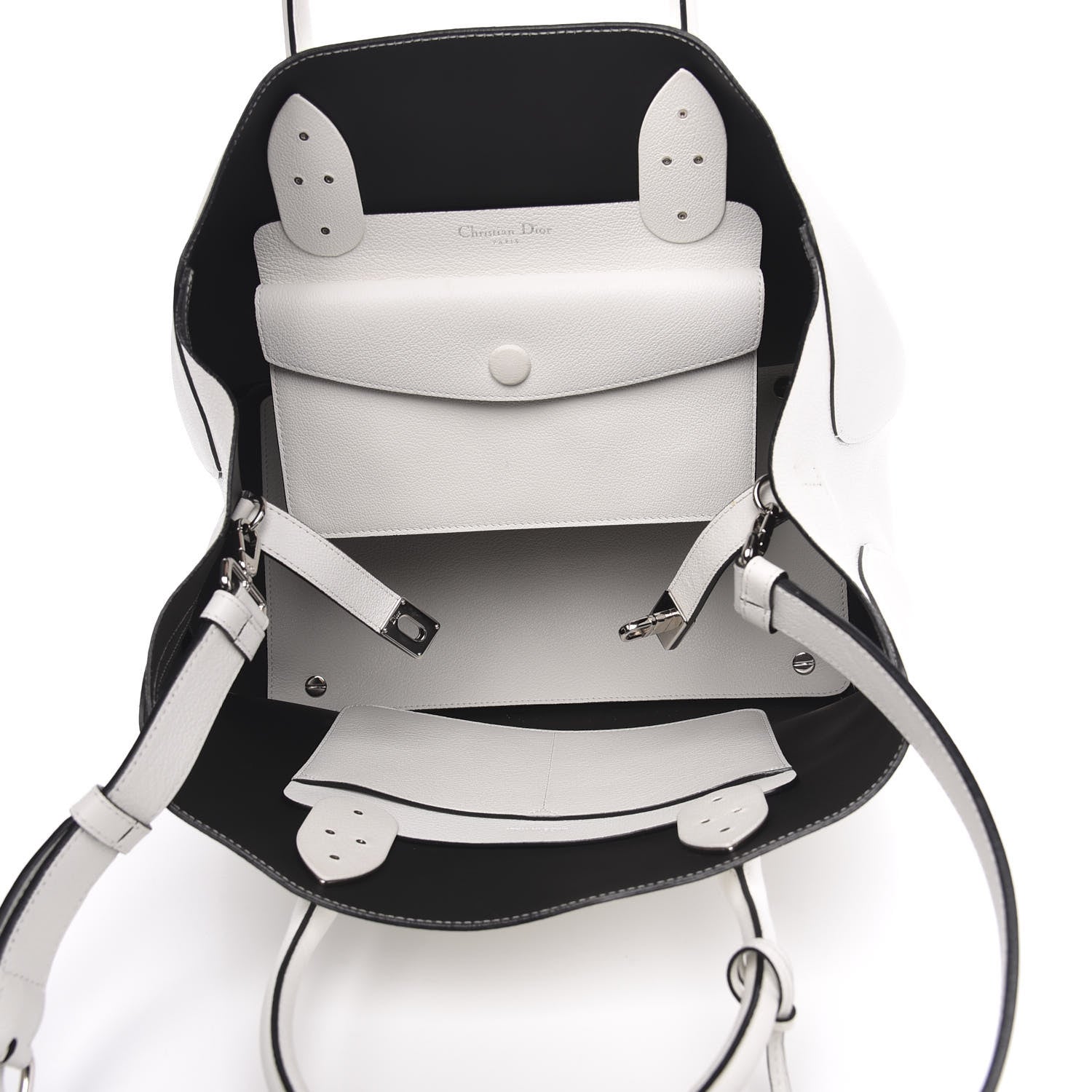 Christian Dior Supple Grained Calfskin Large Open Bar Tote White 5 of 11
