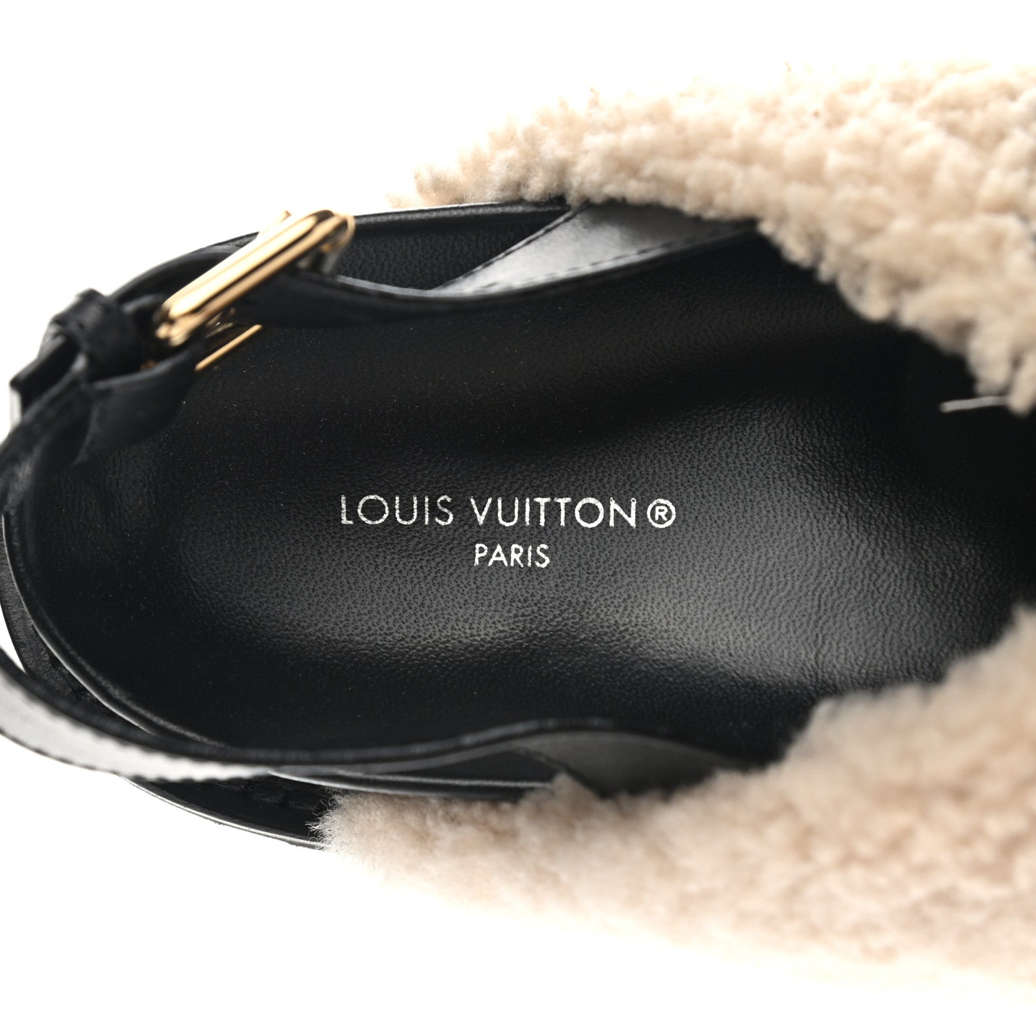 Louis Vuitton Shearling Paseo Sandals 39 Black 7 of 10