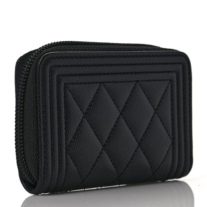 Chanel Caviar Quilted Boy Zip Around Coin Purse Wallet Black 3 of 10