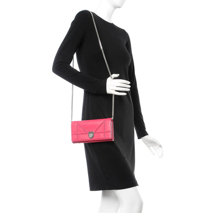 Christian Dior Lambskin Diorama Croisiere Chain Wallet Fuchsia 2 of 7