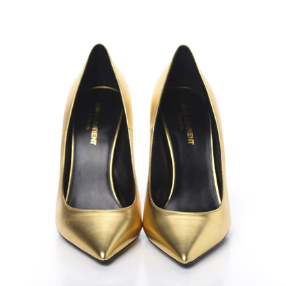 Saint Laurent Calfskin Opyum 100 Pumps 39 Gold 2 of 9