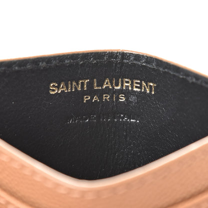 Saint Laurent Grain De Poudre Matelasse Chevron Monogram Credit Card Case Cork 6 of 9