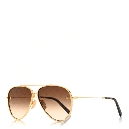 Louis Vuitton Metal The LV Pilot Sunglasses Z1619U Gradient Brown Monogram 1 of 9
