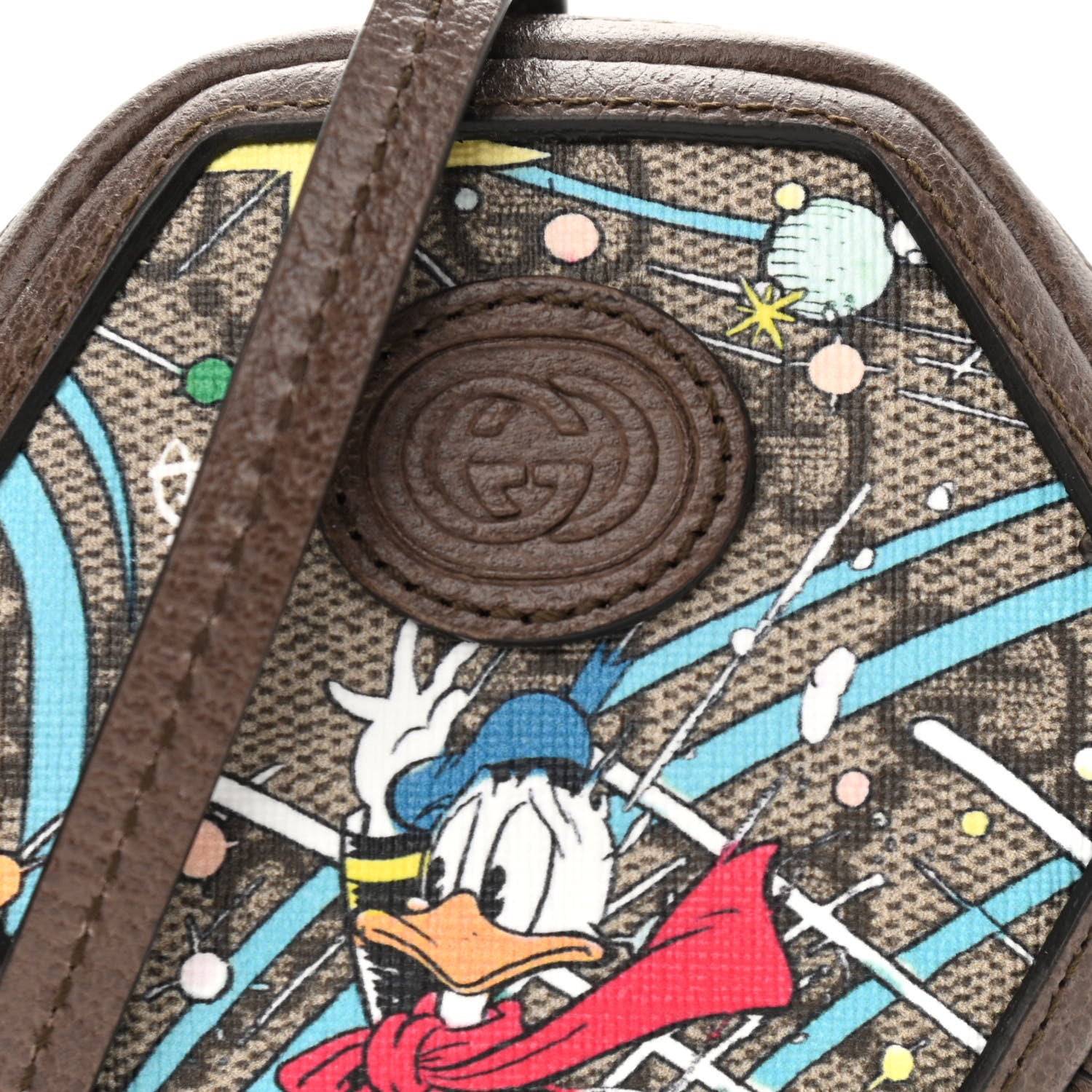 Gucci X DISNEY GG Supreme Monogram Donald Duck Interlocking G Coin Pouch Beige Multicolor New Acero 8 of 10