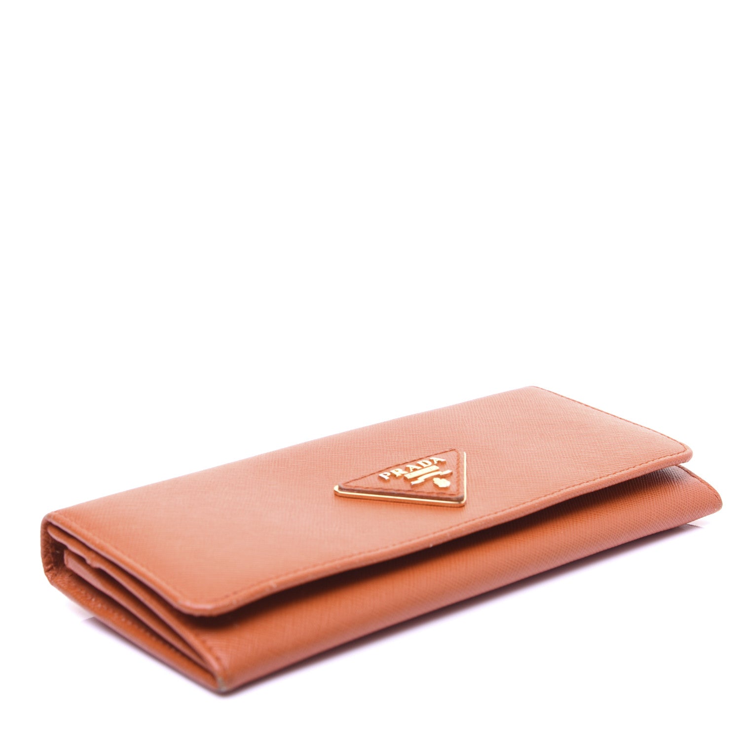 Prada Saffiano Triangle Continental Flap Wallet Papaya 4 of 13