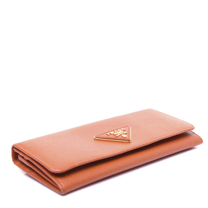 Prada Saffiano Triangle Continental Flap Wallet Papaya 4 of 13