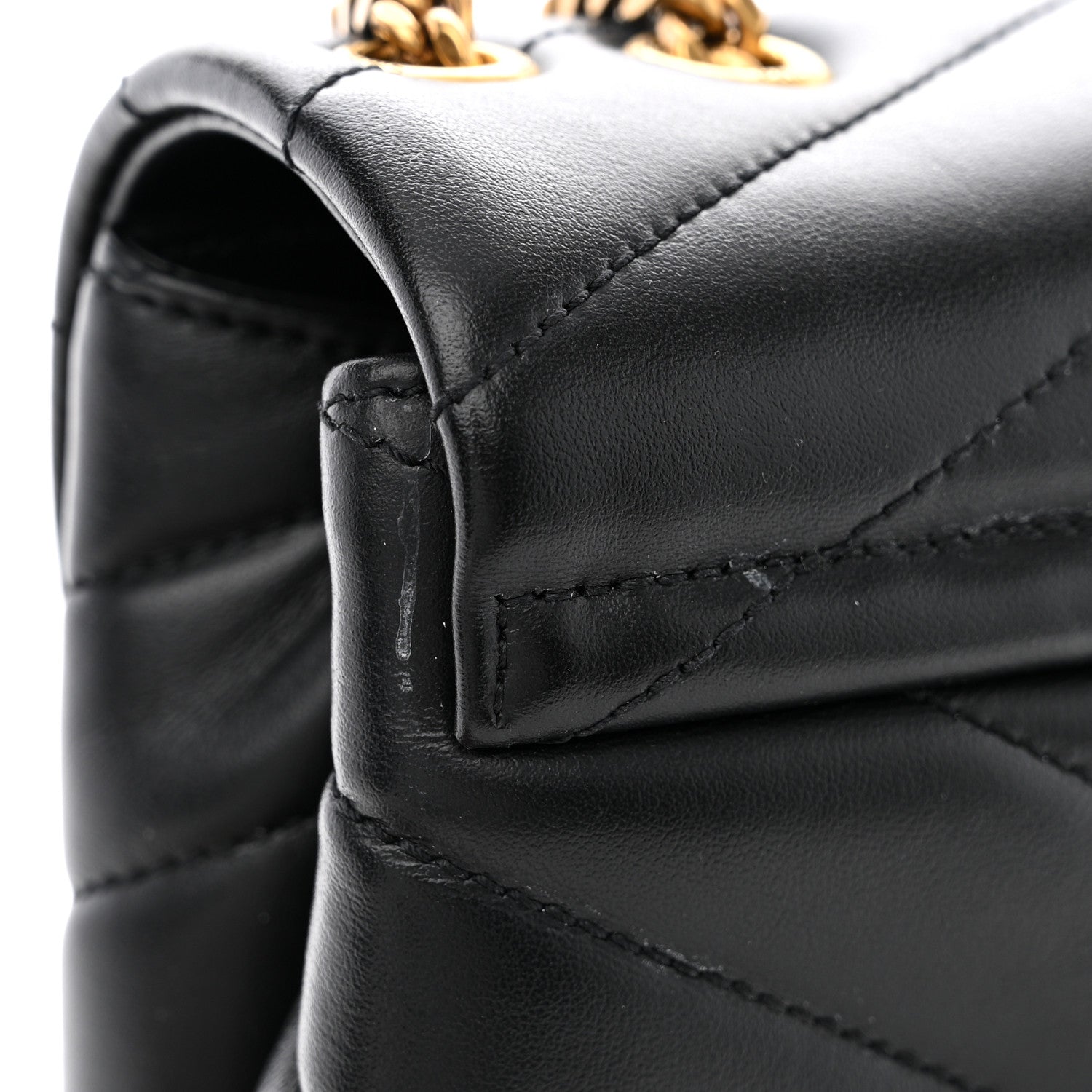 Saint Laurent Calfskin Y Quilted Monogram Small Loulou Chain Satchel Black 12 of 14