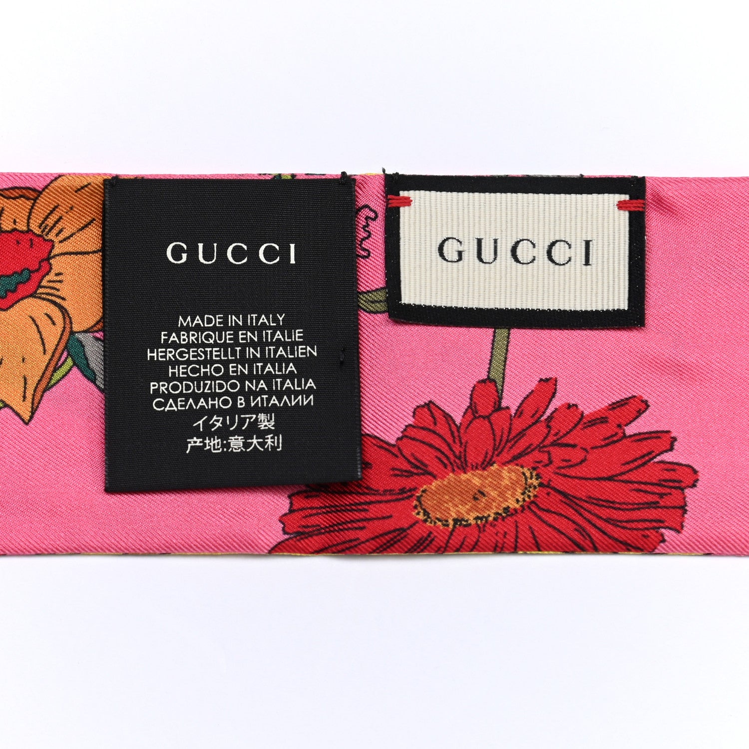 Gucci Silk Floral Neck Bow Scarf Multicolor 6 of 6