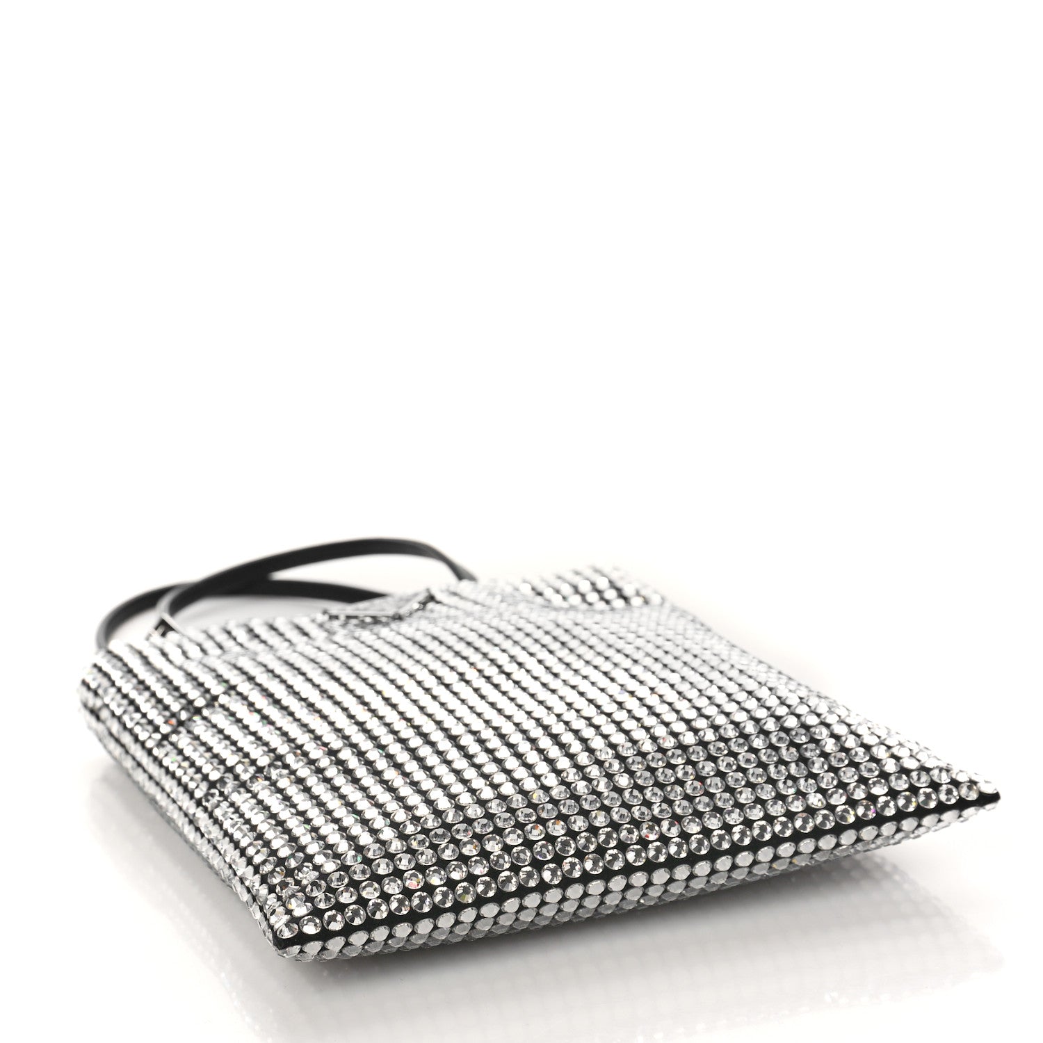 Prada Satin Crystal Metal Triangle Logo Chain Crossbody Handbag Cristal 4 of 8