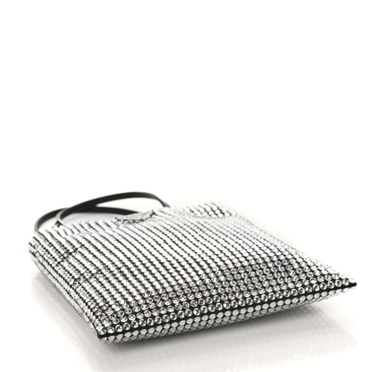 Prada Satin Crystal Metal Triangle Logo Chain Crossbody Handbag Cristal 4 of 8