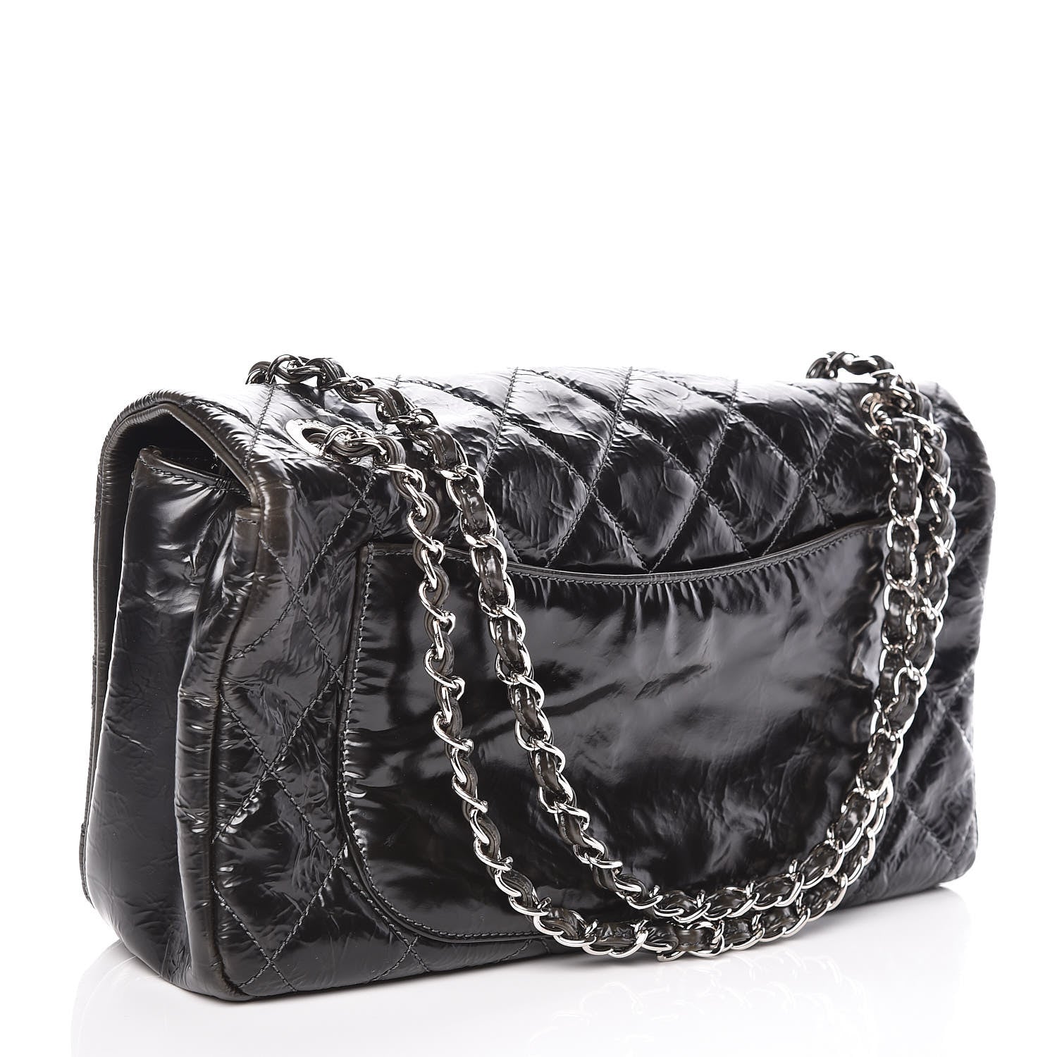 Chanel Glazed Calfskin Quilted CC Single Flap Black 3 of 9