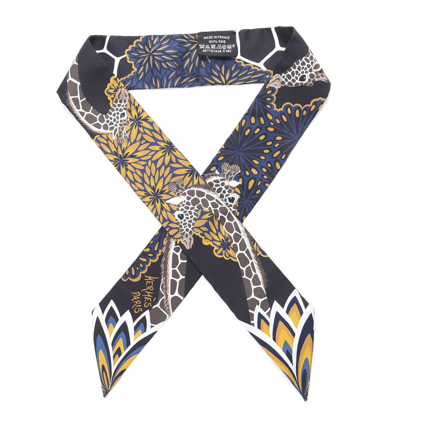 Silk Three Graces Twilly Black Gold Taupe