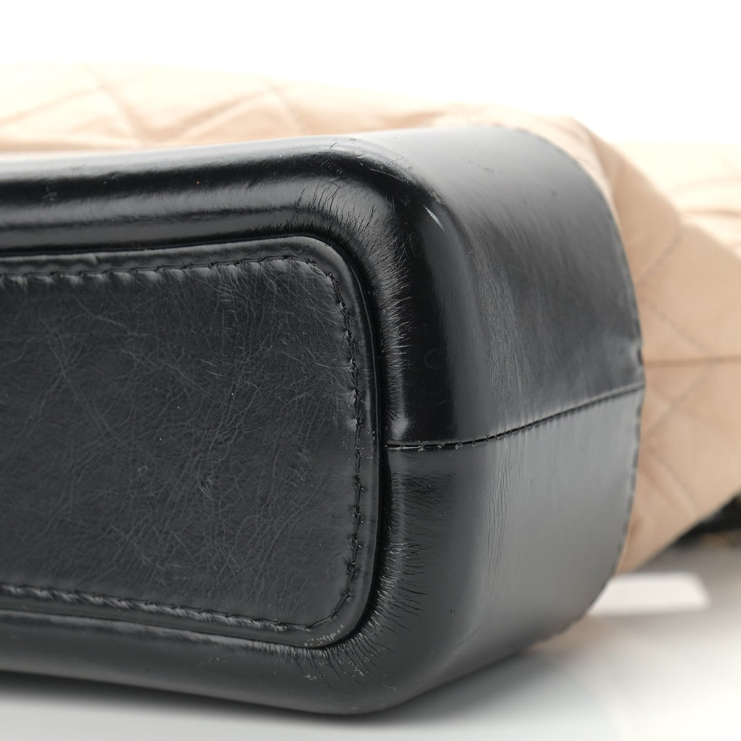 Aged Calfskin Quilted Medium Gabrielle Hobo Beige Black