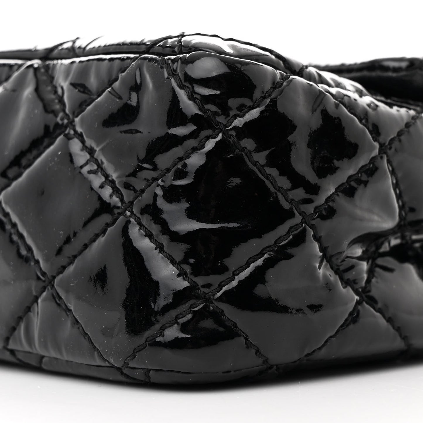 Patent Quilted Medium Double Flap Black
