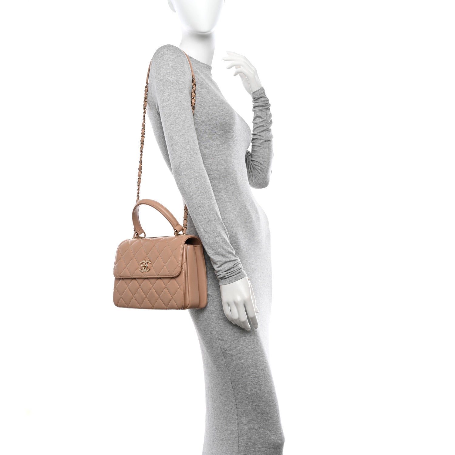 Chanel Lambskin Quilted Small Trendy CC Dual Handle Flap Bag Beige 2 of 13