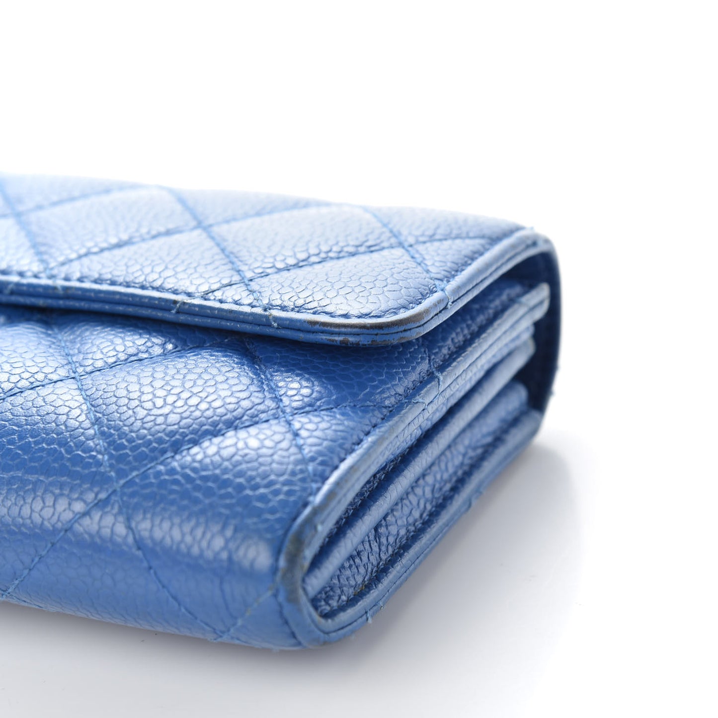 Caviar Quilted Large Flap Wallet Blue