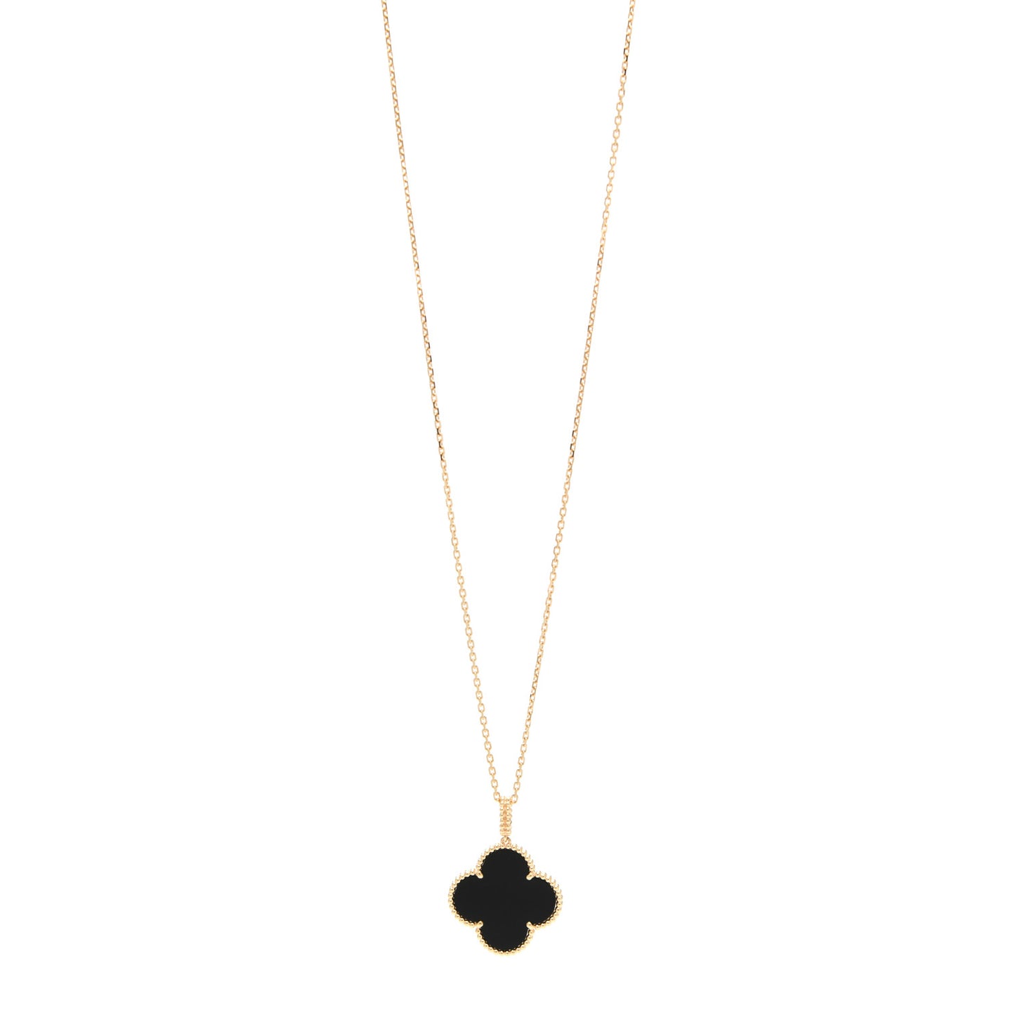 18K Yellow Gold Black Onyx Magic Alhambra Pendant Necklace