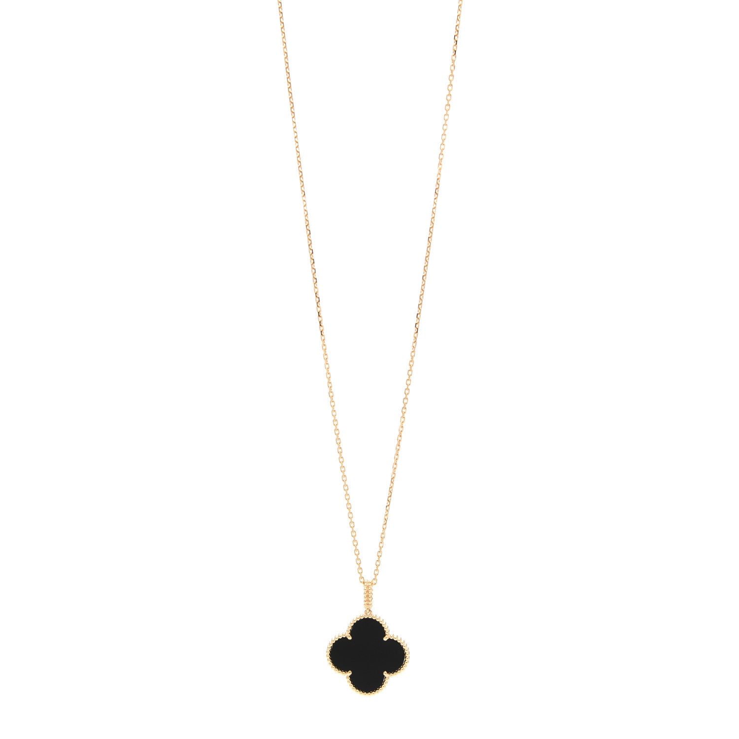 Van Cleef & Arpels 18K Yellow Gold Black Onyx Magic Alhambra Pendant Necklace 1 of 6