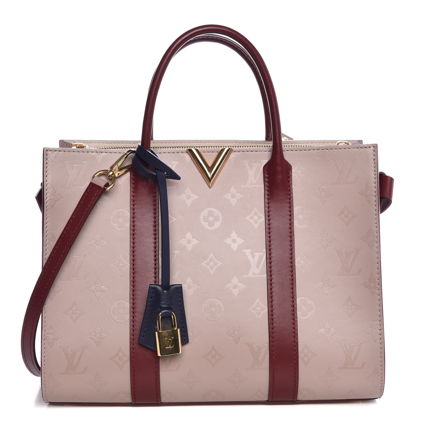 Monogram Cuir Plume Very Tote MM Mastic Raisin