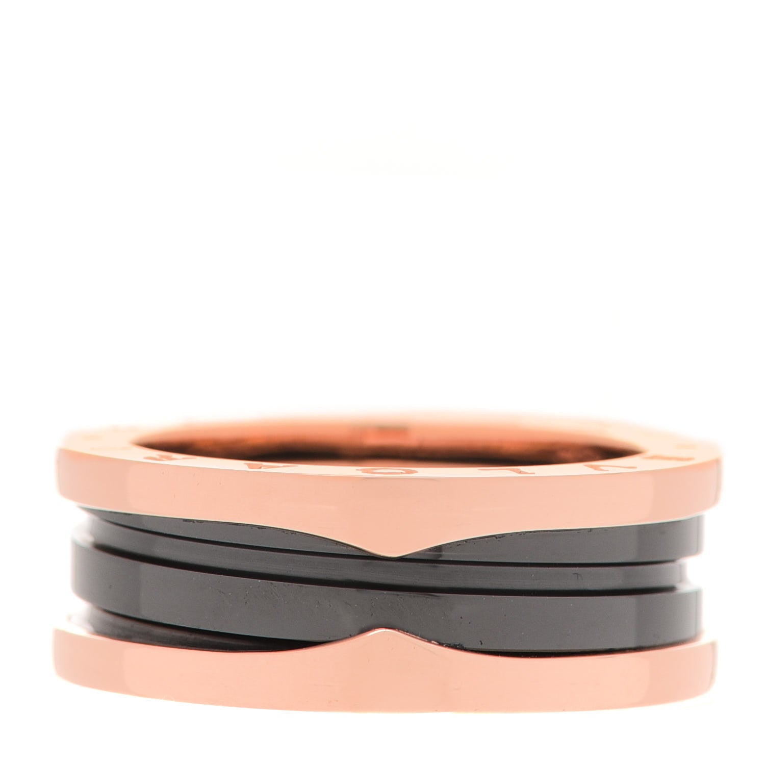 Bulgari 18K Rose Gold Black Ceramic B.Zero1 Two-Band Ring 57 8 1 of 6