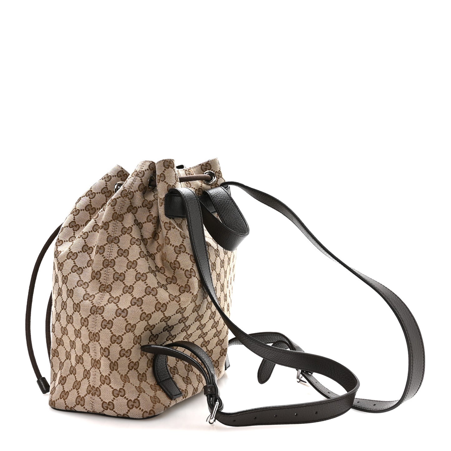 Monogram Dollar Calfskin O Drawstring Backpack Beige Ebony Testa di Moro Dark Chocolate