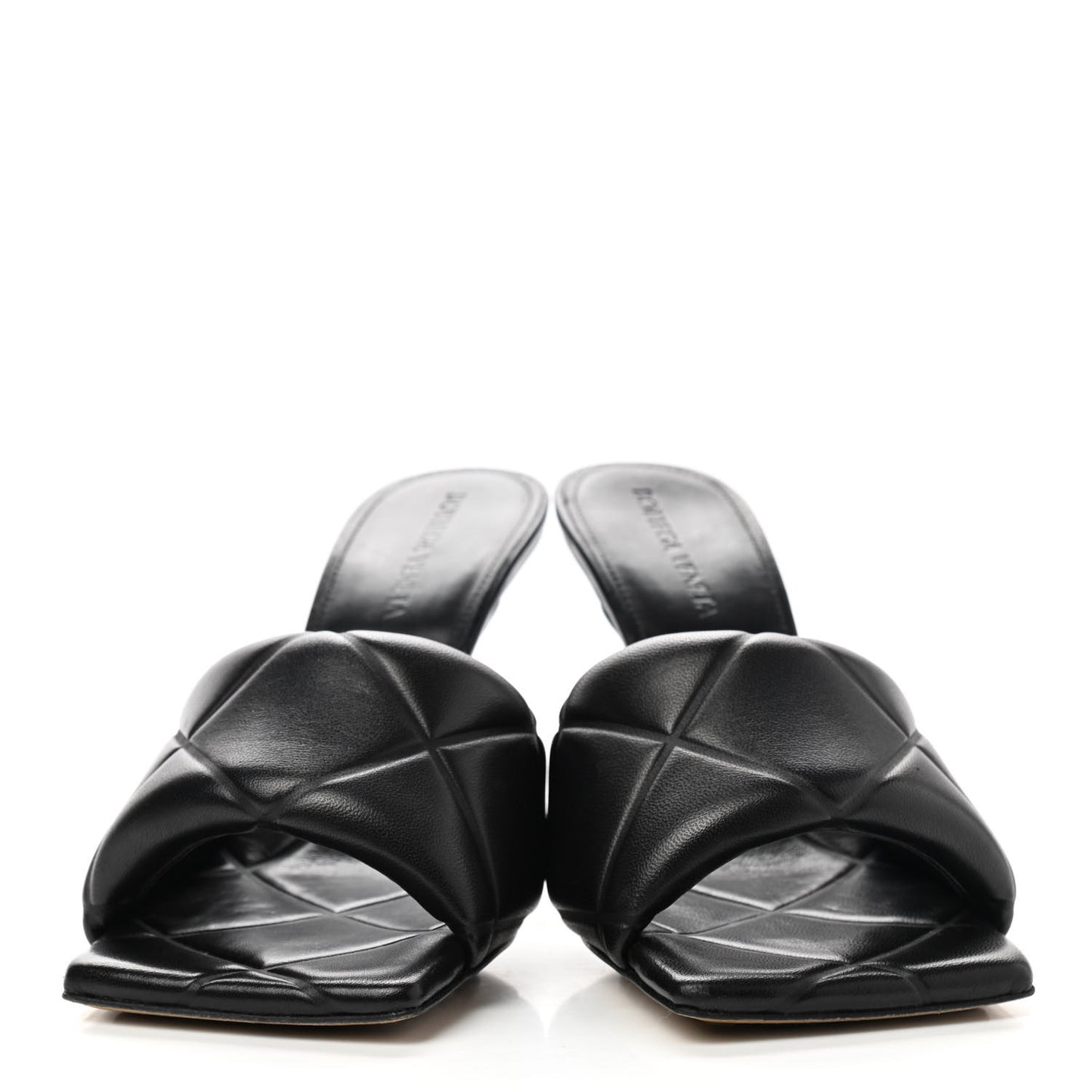Nappa Quilted Rubber Lido Mule Sandals 38 Black
