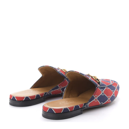 Gucci Mini GG Rhombus Chain Mens Princetown Slippers 5 Royal Bleuett Red 4 of 9