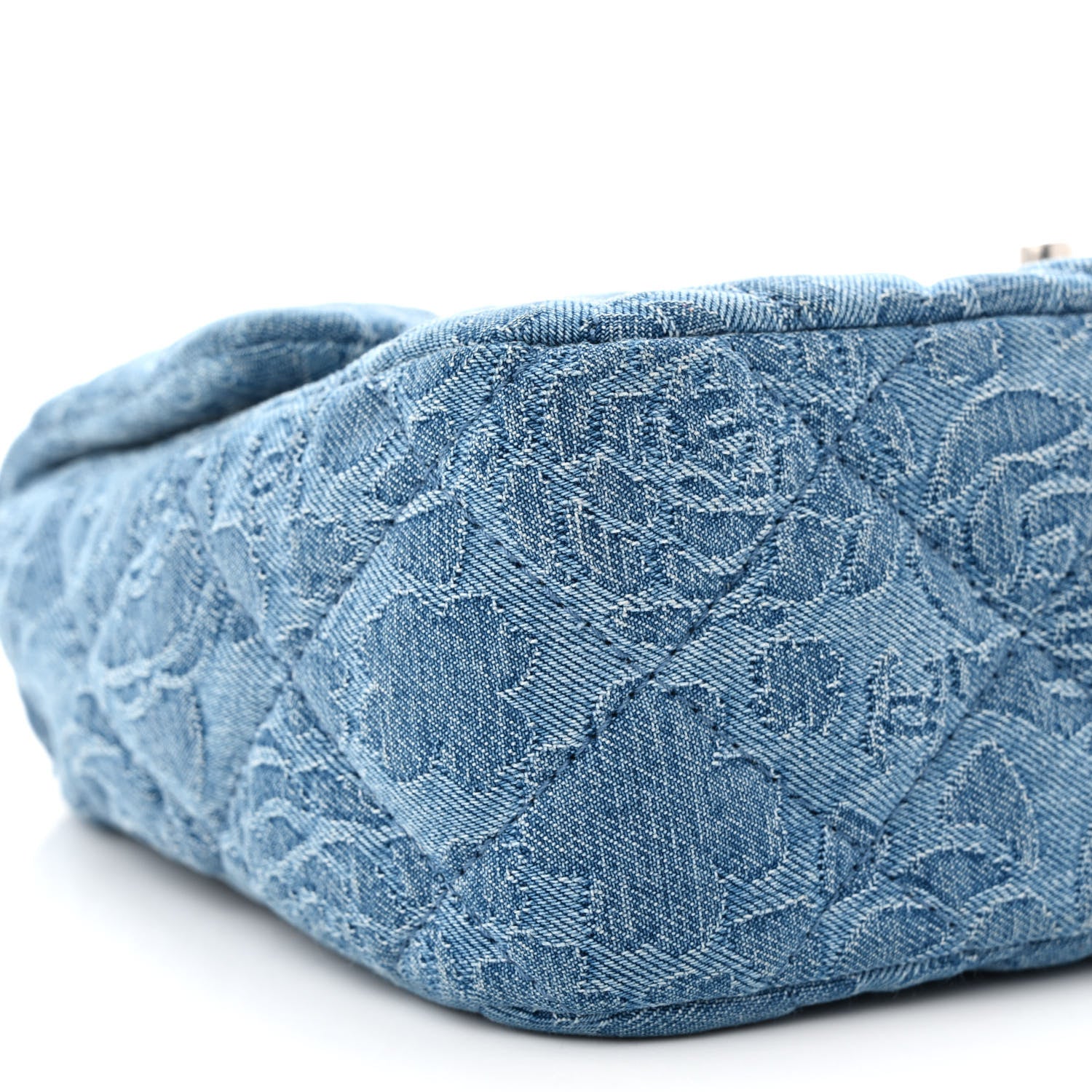 Chanel Denim Quilted Medium Camellia Sweetheart Flap Blue 9 of 10