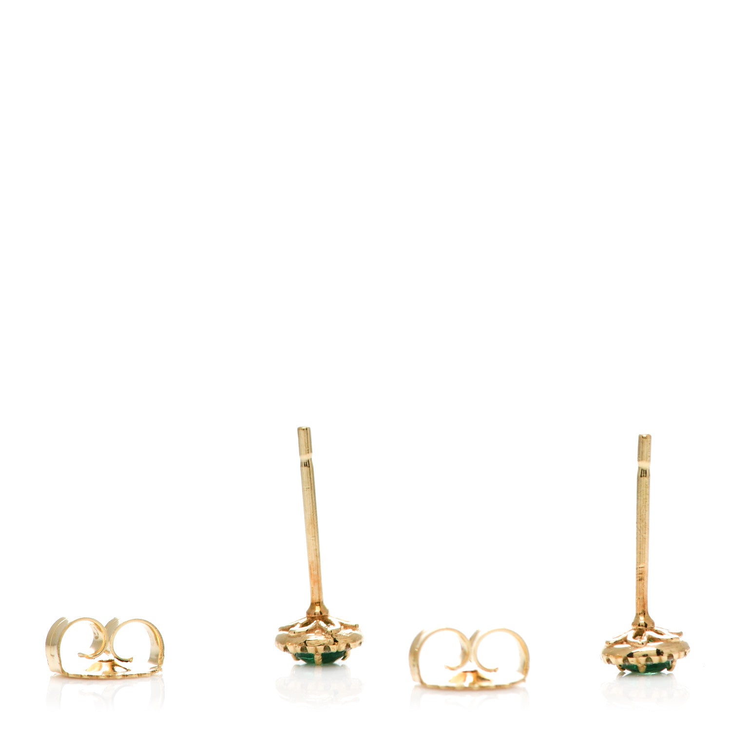 Suzanne Kalan 18K Yellow Gold Diamond Emerald Stud Earrings 3 of 5