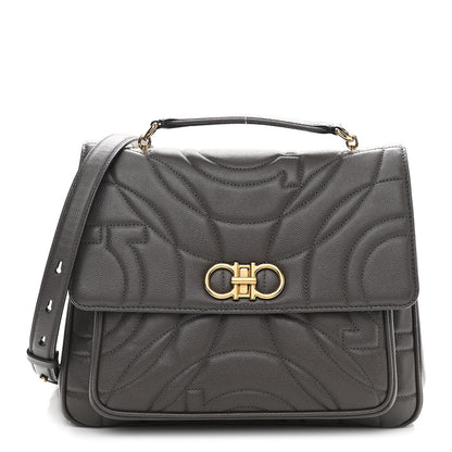Salvatore Ferragamo Calfskin Quilted Medium Gancini Top Handle Bag Sparrow 1 of 10