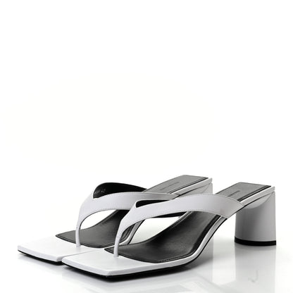 Balenciaga Soft Nappa Logo Double Square Flat 60mm Sandals 40 White Black 3 of 10