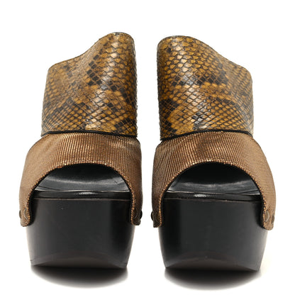 Fendi Snakeskin Calfskin Platform Sandals 36 Bronze 2 of 11