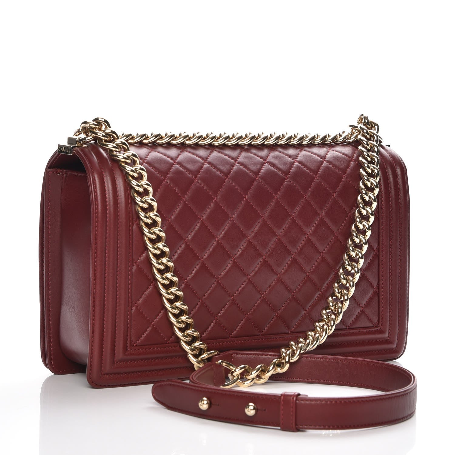 Chanel Lambskin Quilted New Medium Boy Flap Dark Red 3 of 7