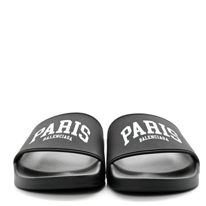Balenciaga Rubber Paris Logo Womens Slide Sandals 37 Black 2 of 9