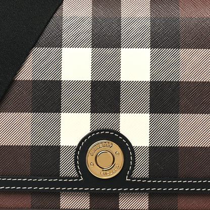 Burberry Calfskin Giant Check E-Canvas Note Crossbody Bag Dark Birch Brown 8 of 10