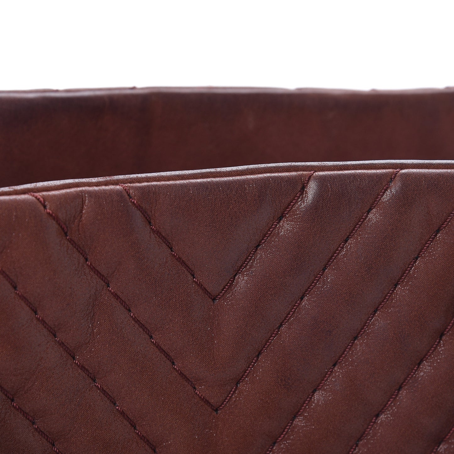 Iridescent Calfskin Chevron Quilted Surpique Tote Burgundy