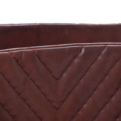Chanel Iridescent Calfskin Chevron Quilted Surpique Tote Burgundy 14 of 17