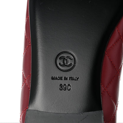 Chanel Lambskin Quilted CC Cap Toe Ballerina Flats 39 Burgundy Black 7 of 9