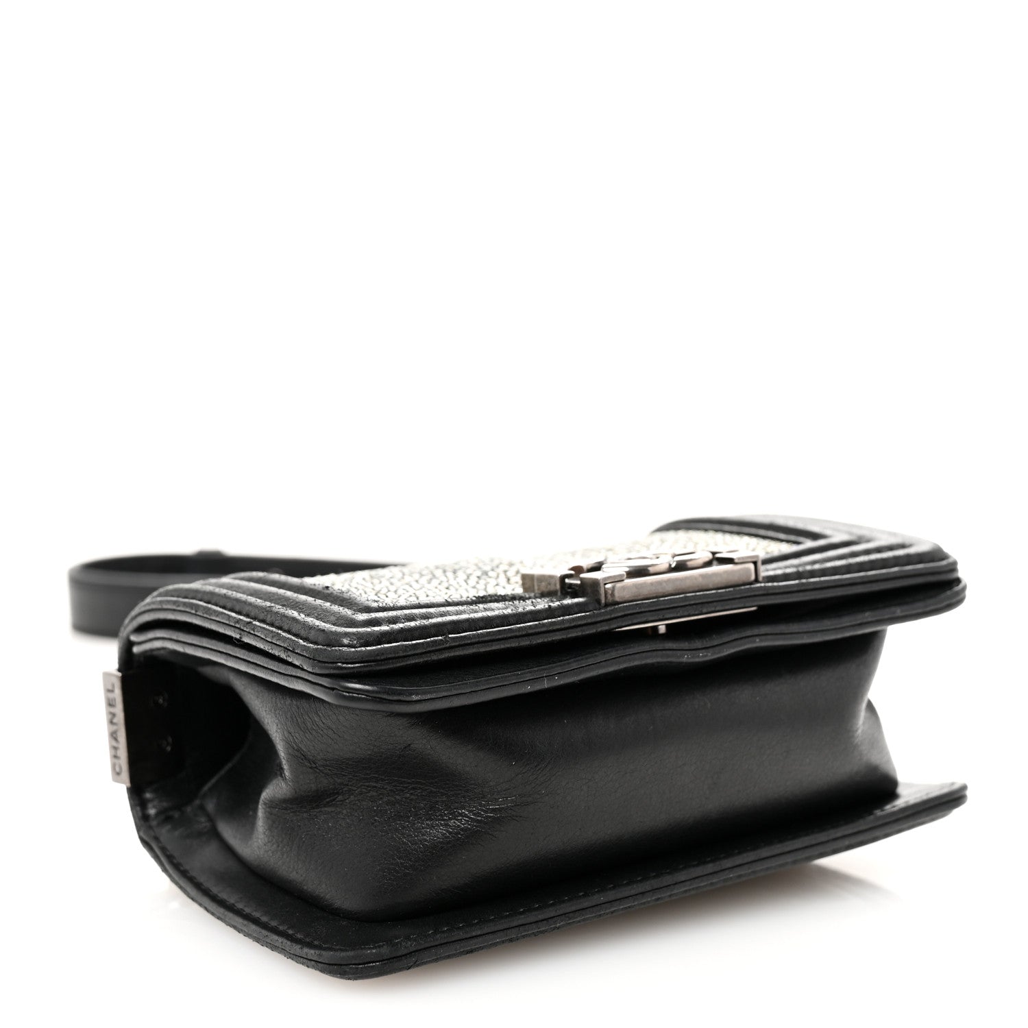 Chanel Galuchat Stingray Mini Boy Flap Black Silver 4 of 10