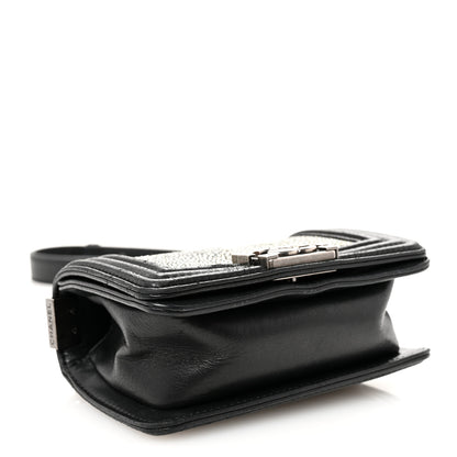 Chanel Galuchat Stingray Mini Boy Flap Black Silver 4 of 10