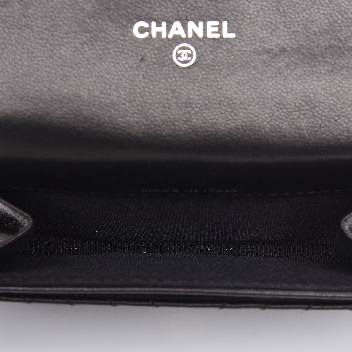 Chanel Aged Calfskin Chevron Quilted Card Holder Wallet Black 5 of 9