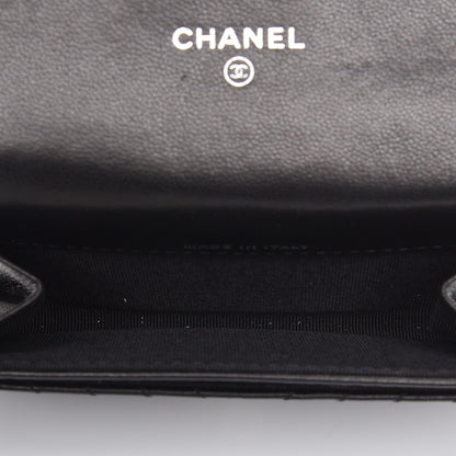 Chanel Aged Calfskin Chevron Quilted Card Holder Wallet Black 5 of 9