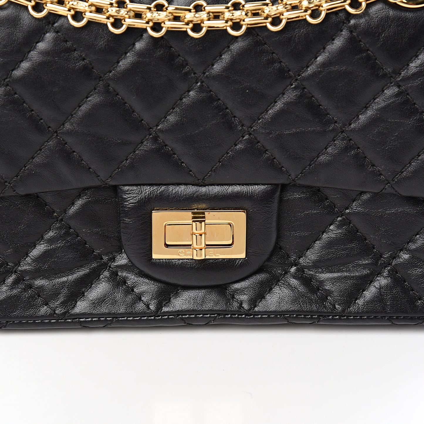 Aged Calfskin Quilted 2.55 Reissue Mini Flap Black