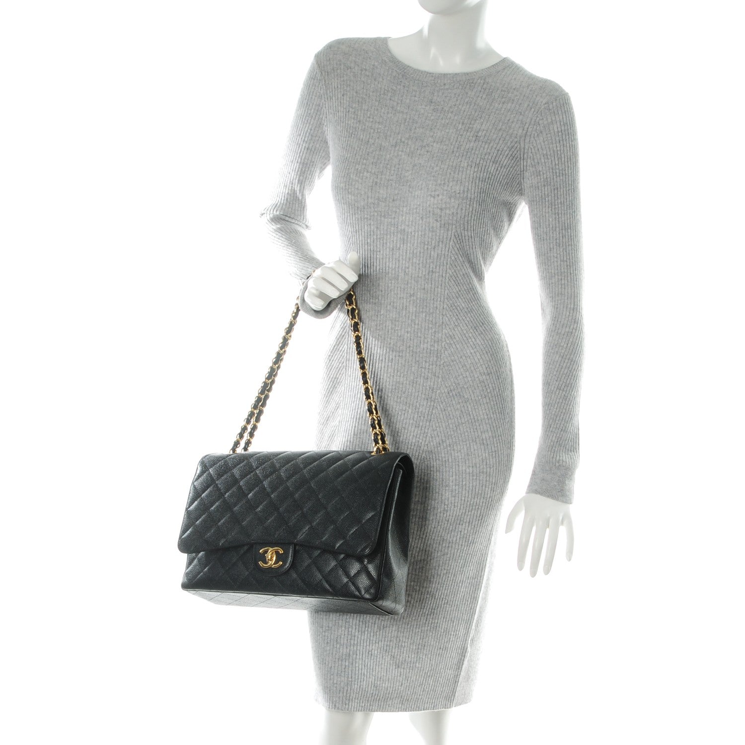 Chanel Caviar Quilted Maxi Double Flap Black 2 of 9
