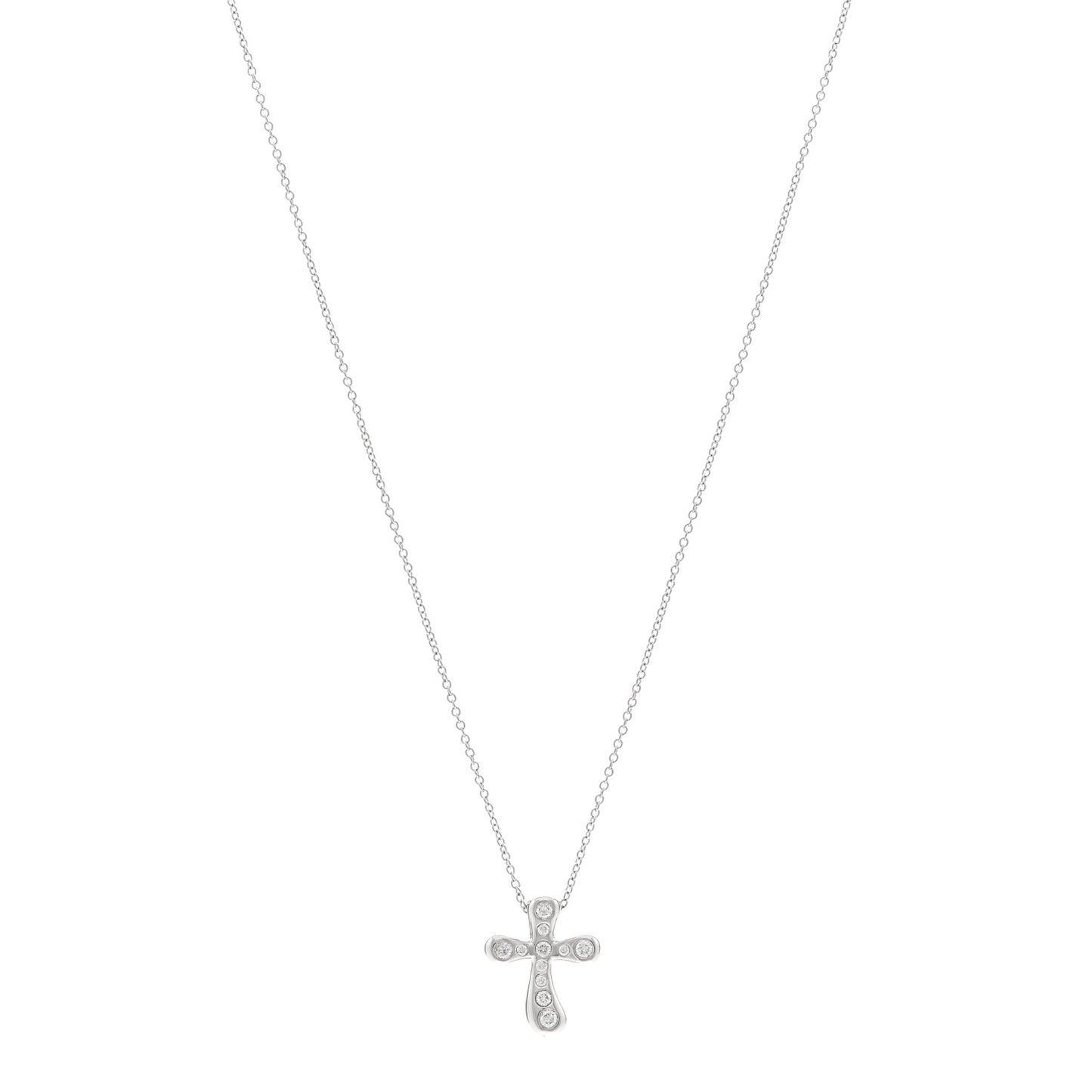 Platinum Diamond 17mm Elsa Peretti Cross Pendant Necklace