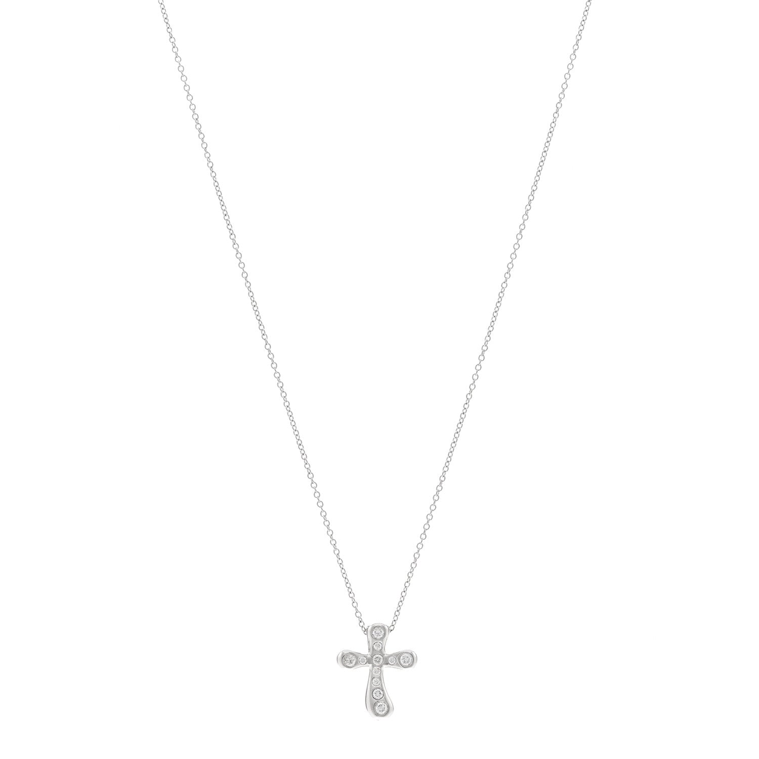 Tiffany Platinum Diamond 17mm Elsa Peretti Cross Pendant Necklace 1 of 5