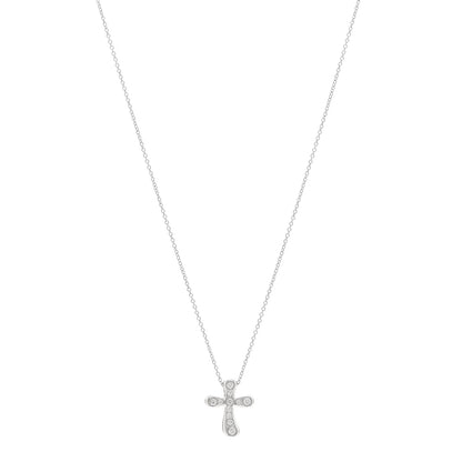 Tiffany Platinum Diamond 17mm Elsa Peretti Cross Pendant Necklace 1 of 5