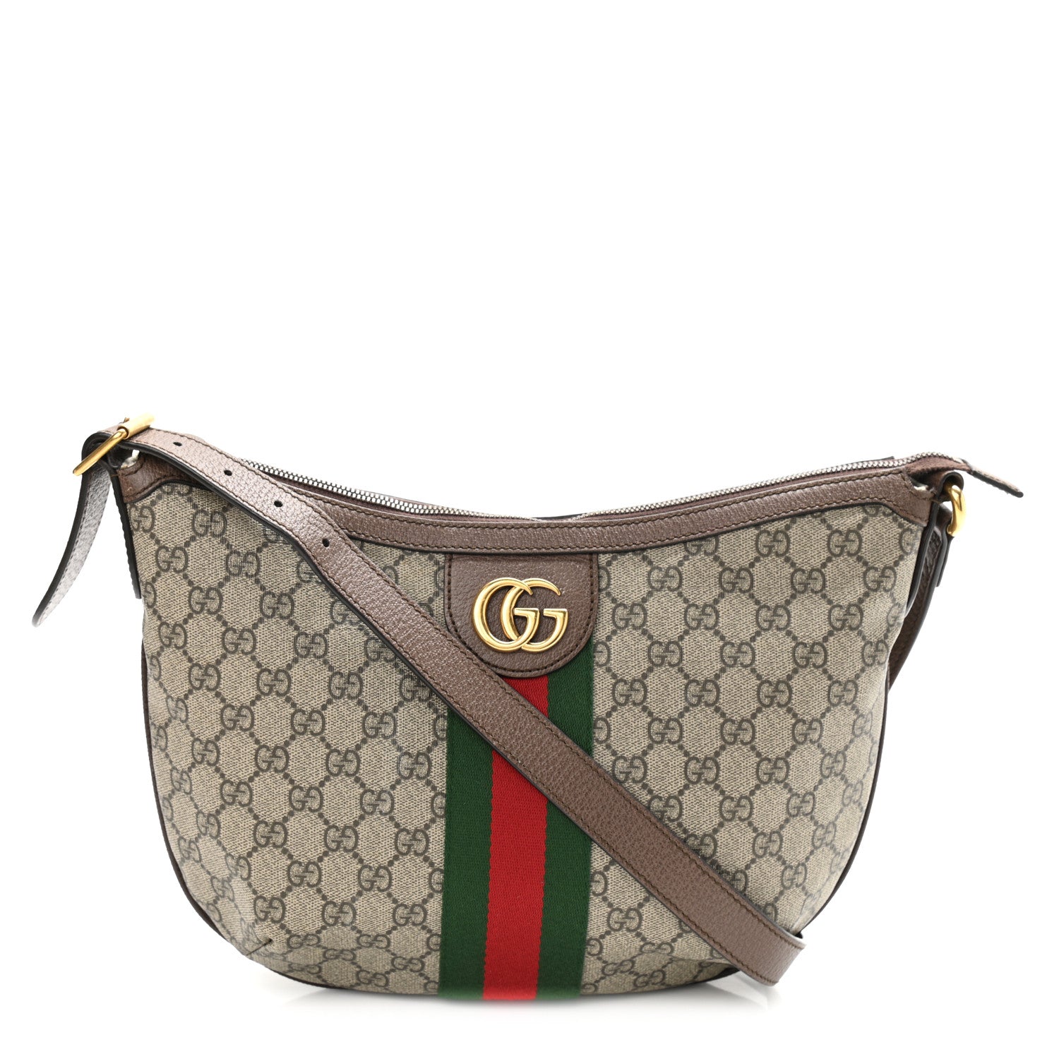 Gucci GG Supreme Monogram Web Small Ophidia Half Moon Hobo Brown 1 of 10