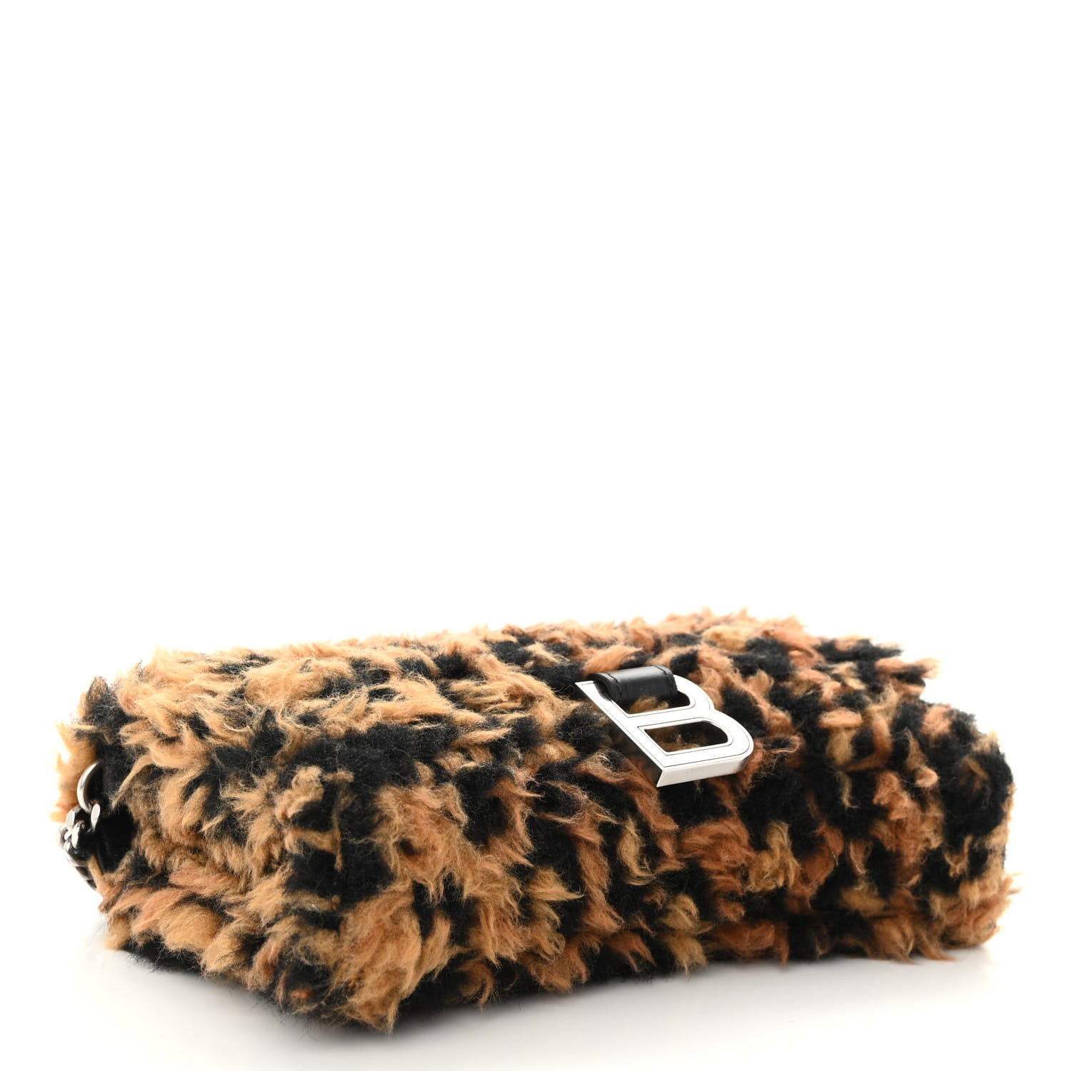 Balenciaga Fleece Leopard Print Hourglass Chain Bag Brown 4 of 9
